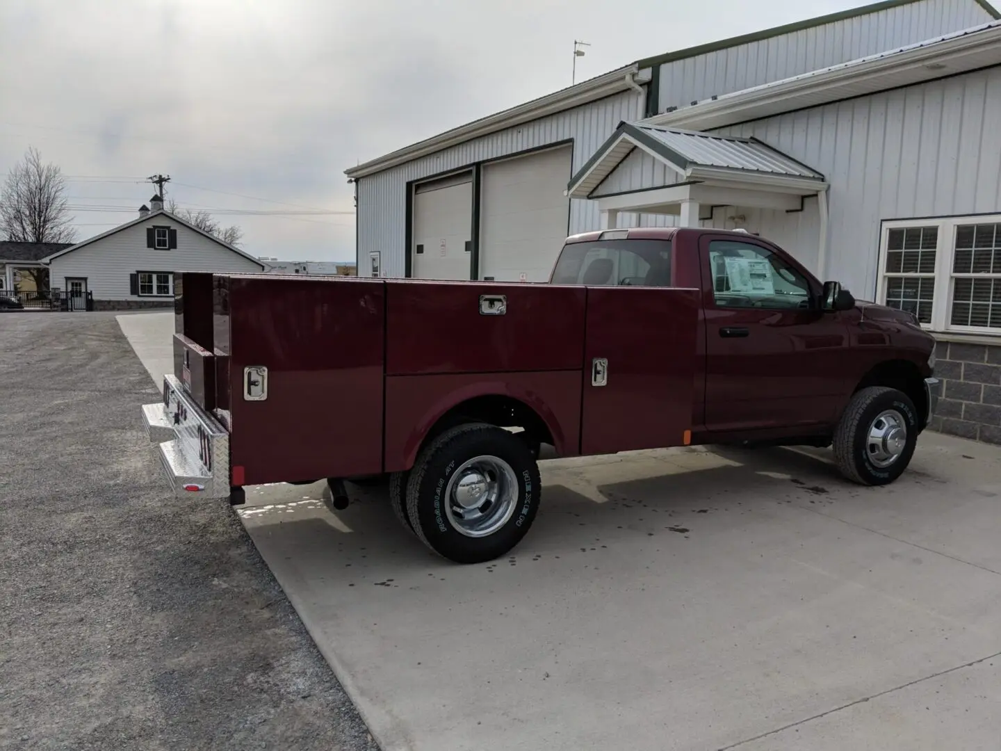 Maroon Colour Aluminum Truck Front of the House